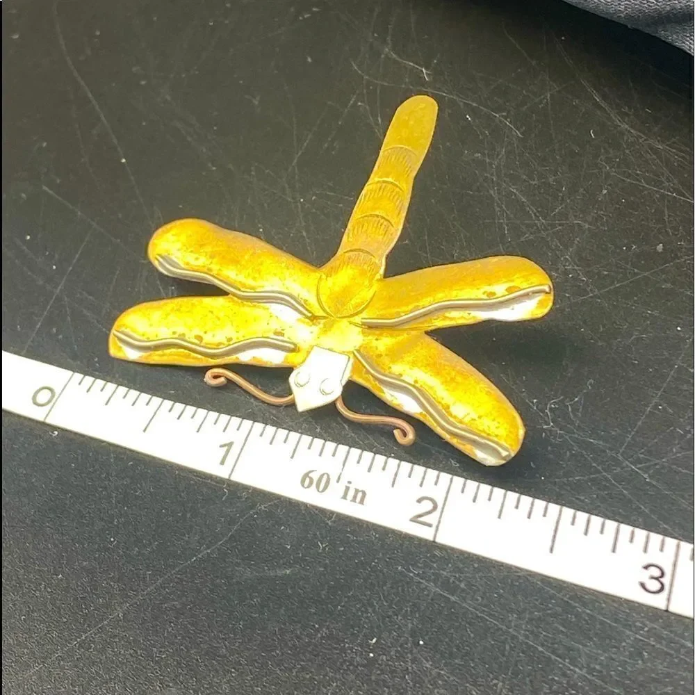 Ladies 2 1/4” wide thin brass butterfly brooch
